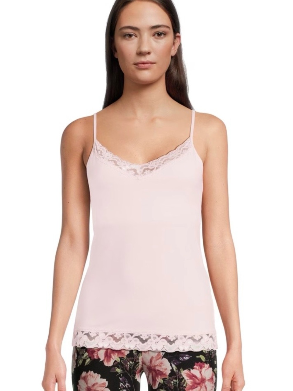 No Boundaries Pink & White Tanks w/Lace. Size L